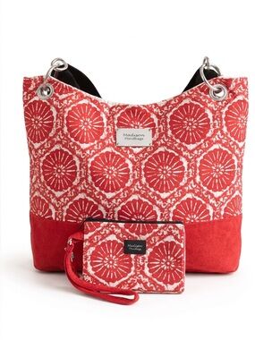 Madison Handbags Canvas Tote w/ Matching Wristlet Spring Summer Resort Vaca